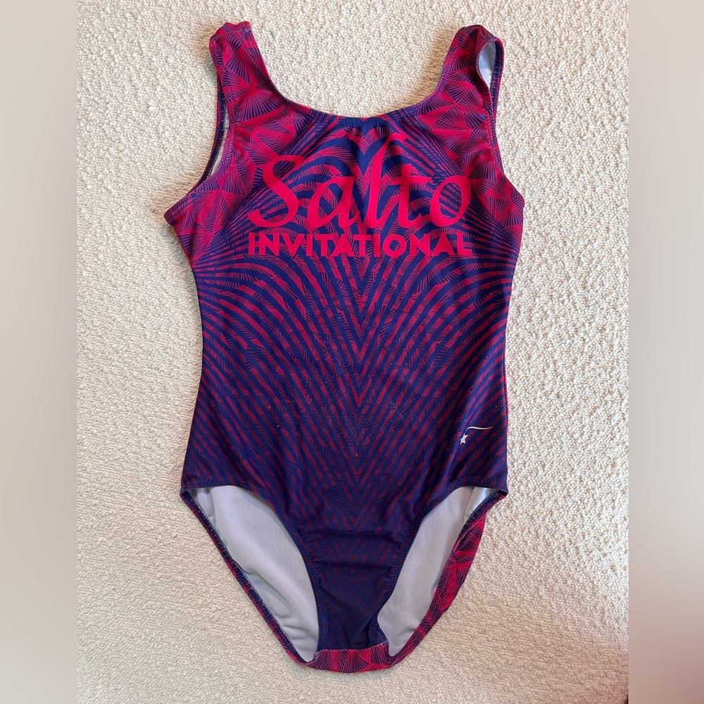 Destira Gymnastics Leotard AM adult medium red and blue